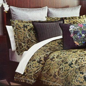 TWO Robert Graham Luxury Silk Maurice Gray Euro Pillow Shams